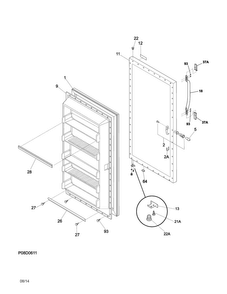 Door Diagram and Parts List for FFU14M5HWH  Frigidaire Freezer