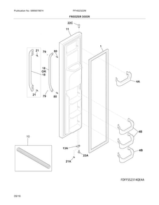 Freezer Door Diagram and Parts List for FFHS2322MWKA  Frigidaire Refrigerator