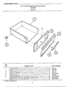 30` Floor Utility Diagram and Parts List for 4418A  Frigidaire Range