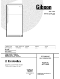 COVER Diagram and Parts List for GRT15B3BW2  Gibson Refrigerator
