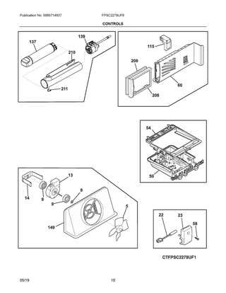 Controls Diagram and Parts List for FPSC2278UF6  Frigidaire Refrigerator