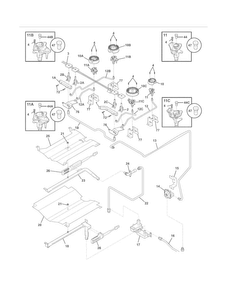 Burner Diagram and Parts List for FGGS3045KFE  Frigidaire Range