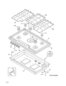 Cook Top Diagram and Parts List for FFGC3625QBA  Frigidaire Cooktop