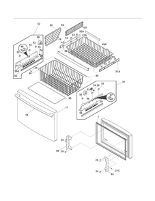 Freezer Drawer/baskets Diagram and Parts List for FPHF2399MF3  Frigidaire Refrigerator