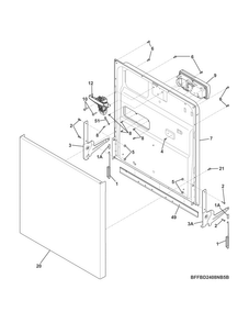Door Diagram and Parts List for FFBD2404NW5B  Frigidaire Dishwasher