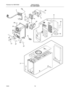 Ice Container Diagram and Parts List for GRMC2273BF02  Frigidaire Refrigerator