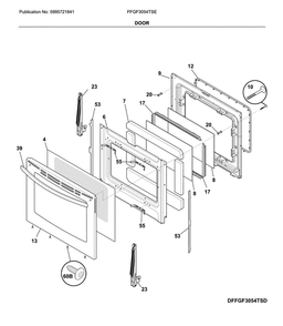 Door Diagram and Parts List for FFGF3054TSE  Frigidaire Range