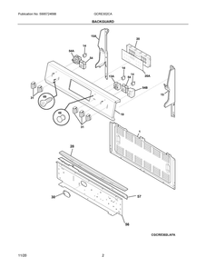 Backguard Diagram and Parts List for GCRE302CADD  Frigidaire Range