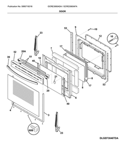 Door Diagram and Parts List for GCRE3060ADA  Frigidaire Range