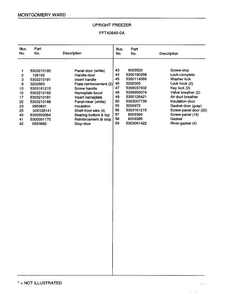 Upright Freezer Diagram and Parts List for 40849A  Frigidaire Freezer
