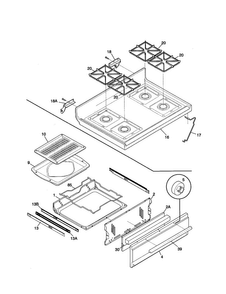 Top/drawer Diagram and Parts List for TGF324WHSA  Tappan Range