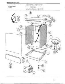 Wrapper, Top. Valve & Base Diagram and Parts List for 1266C  Frigidaire Dishwasher