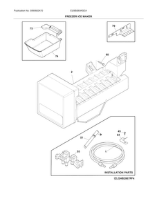 Freezer Ice Maker Diagram and Parts List for EI28BS65KSEA  Electrolux Refrigerator