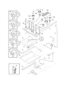 Burner Diagram and Parts List for LGGF3043KFP  Frigidaire Range