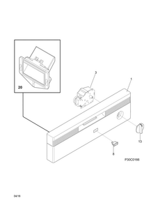 Control Panel Diagram and Parts List for WWBD2400HW8B  Westinghouse Dishwasher