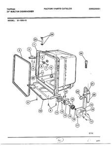 Tub Diagram and Parts List for 61-1093-10  Frigidaire Dishwasher