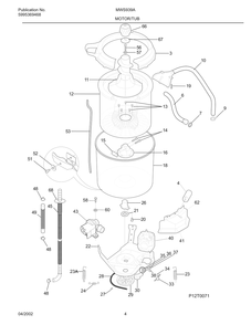 Motor/Tub Diagram and Parts List for MWS939AQ0  Frigidaire Washer