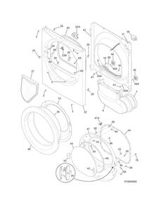 Front Panel/lint Filter Diagram and Parts List for FFQE5100PW0  Frigidaire Dryer