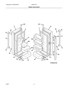 Fresh Food Door Diagram and Parts List for 20462151B  Frigidaire Refrigerator
