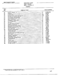 Cabinet Page 2 Diagram and Parts List for 80846-7C  Frigidaire Freezer