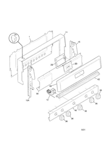 Backguard Diagram and Parts List for FGFB33WHSB  Frigidaire Range