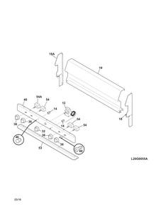 Backguard Diagram and Parts List for 79065312211  Kenmore Range