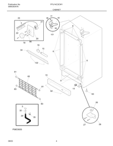 Cabinet Diagram and Parts List for FFFU14C3CW1  Frigidaire Freezer