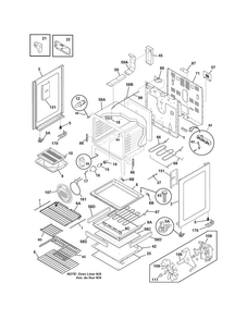 Body Diagram and Parts List for LGEF3033KQH  Frigidaire Range