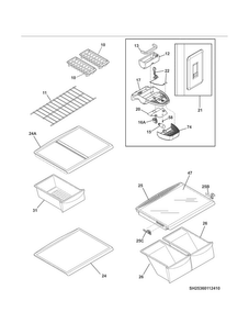 Shelves Diagram and Parts List for 25360113411  Kenmore Refrigerator