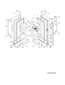 Fresh Food Door Diagram and Parts List for E23BC68JPSAA  Electrolux Refrigerator