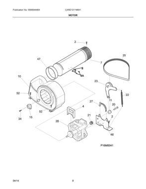 05 - MOTOR Diagram and Parts List for CARE1011MW1  Frigidaire Dryer
