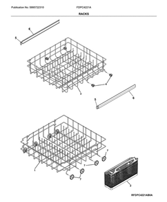 Racks Diagram and Parts List for FDPC4221AW0A  Frigidaire Dishwasher