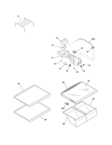 Shelves Diagram and Parts List for NFTR18X4PS3  Frigidaire Refrigerator