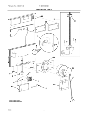 05 - BODY/MOTOR PARTS Diagram and Parts List for FH36DD50MSA  Frigidaire Range Hood