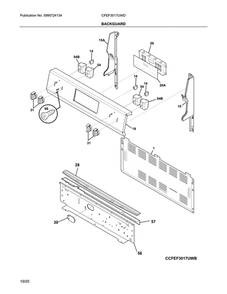 Backguard Diagram and Parts List for CFEF3017UWD  Frigidaire Range