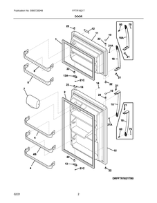 Door Diagram and Parts List for FFTR1821TDB  Frigidaire Refrigerator