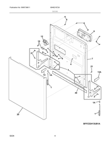 Door Diagram and Parts List for 804621672A  Frigidaire Dishwasher
