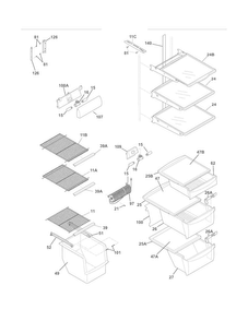 Shelves Diagram and Parts List for DGUS2645LF2  Frigidaire Refrigerator