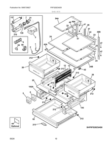 Shelves Diagram and Parts List for FRFS2823AD6  Frigidaire Refrigerator