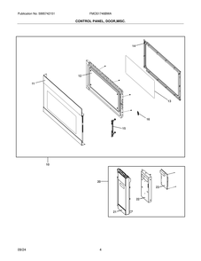 Control Panel, Door, Misc. Diagram and Parts List for FMOS1746BWA  Frigidaire Range