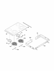 Main Top Diagram and Parts List for 79042519310  Kenmore Range