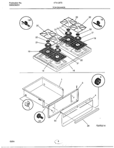 Top/drawer Diagram and Parts List for 2873  Frigidaire Range