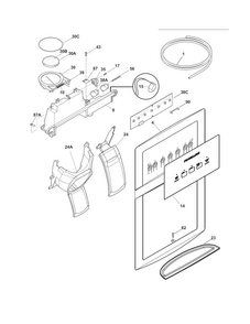Ice & Water Dispenser Diagram and Parts List for FFHS2313LP7  Frigidaire Refrigerator