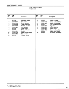 Air Conditioner Page 4 Diagram and Parts List for 5291A  Frigidaire Air Conditioner