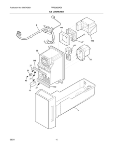 Ice Container Diagram and Parts List for FRFS2823AD9  Frigidaire Refrigerator