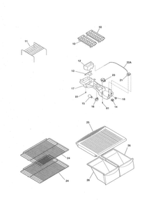 Shelves Diagram and Parts List for 25361554016  Kenmore Refrigerator