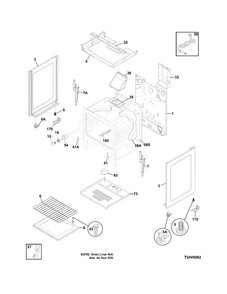 Body Diagram and Parts List for FFGF3005MWB  Frigidaire Range