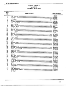 Tubs And Agitator Assy Page 2 Diagram and Parts List for 6347B  Frigidaire Washer