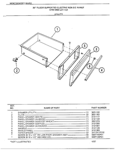 30" Floor Supported Elec Utility Diagram and Parts List for 4458B  Frigidaire Range