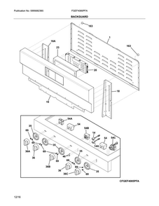 Backguard Diagram and Parts List for FGEF4085PFA  Frigidaire Range